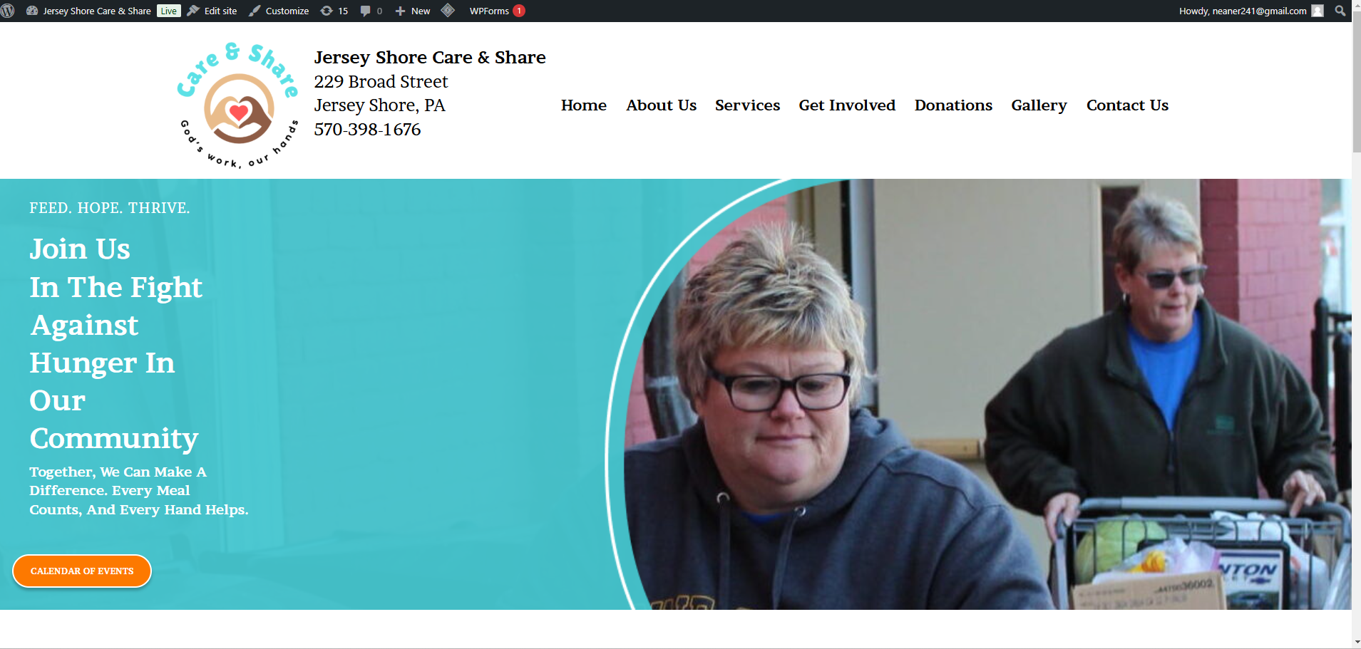 Jersey Shore Care and Share website